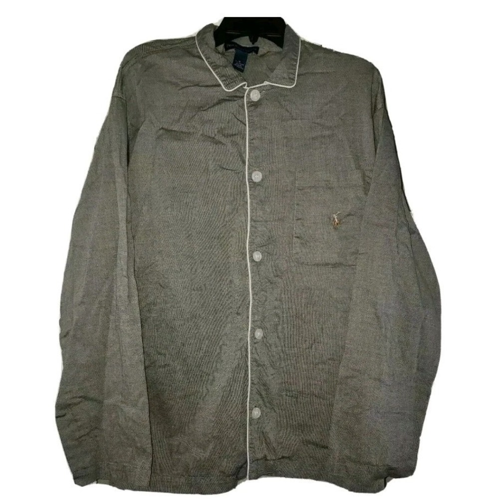 POLO RALPH LAUREN BUTTON UP COLLARED SLEEPSHIRT FLESH PONY GRAY MEN'S SIZE M